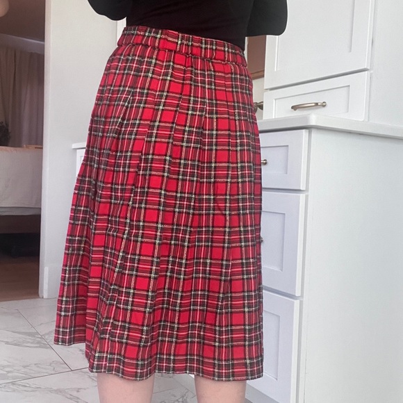 Vintage Plaid Red full midi Skirt - Picture 4 of 8
